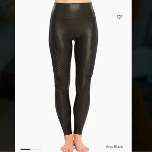 SPANX Black Faux Leather Moto Leggings Size M
